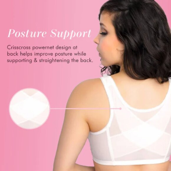 Exquisite Form FULLY® Front Close Wirefree Posture Bra with Lace 36B White - Picture 12 of 13